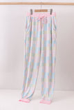 Pink floral checkered bamboo mom pajamas pants
