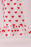 Red heart applique ruffle jumpsuit set