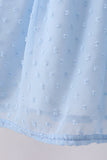 Blue clover embroidery swiss dot shorts set