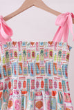 Pink enjoy beach smocked mom&me dress