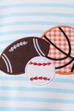 Blue stripe sports trio applique romper
