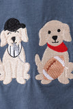 Navy puppy football applique pants set
