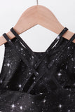 Black glitter skort set