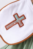 Green camoflage cross applique dress