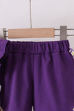 Purple LSU GEAUX smocked ruffle shorts set