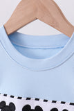 Blue Character Embroidered Knit Set