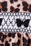 Leopard butterfly smocked ruffle bloomer set