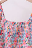 Purple floral smocked women dress
