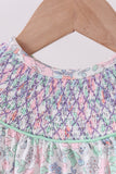 Green Floral Smocked Bubble
