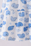 Blue whale smocked ruffle mom&me dress