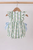 Green Floral Ruffle Bubble