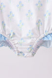 Blue I love MOM embroidery hydrangea rashgaurd