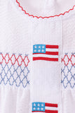 Pink flag smocked ruffle shorts set
