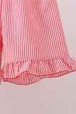 Pink flag smocked ruffle shorts set