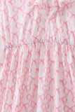 Pink bow ruffle tiered dress