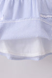 Blue sailboat embroidery ruffle shrots set