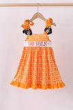 Orange Tennessee go vols embroidery plaid dress