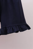 Red flag smocked gingham ruffle shorts set
