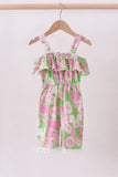Pink floral ruffle jumpsuit