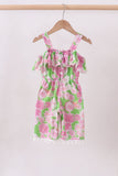 Pink floral ruffle jumpsuit