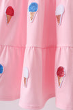 Pink ice cream sequin tiered ruffle dress