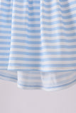 Red flag smocked stripe ruffle shorts set