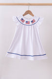 White flag smocked ruffle dress