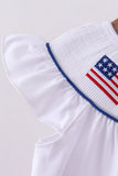 White flag smocked ruffle dress