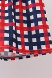 Navy flag applique gingham shorts set
