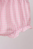 Pink hydrangea bow print ruffle bloomer set
