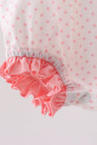 Pink bow smocked dot ruffle bubble