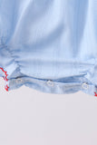 Blue jacquard embroidery bubble