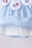 Blue jacquard embroidery bloomer set