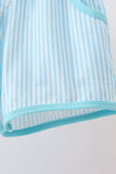 Blue character embroidery shorts set