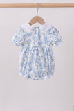 Blue rose smocked bubble