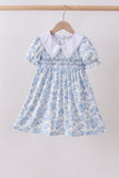 Blue rose smocked dress