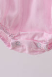 Pink bow smocked ruffle bubble