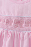 Pink bow smocked ruffle dress