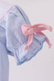 Blue bow smocked bubble