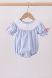 Blue bow smocked bubble