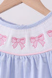 Blue bow smocked bubble
