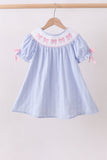 Blue bow smocked dress