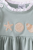 Sage starfish shell embroidery bloomer set