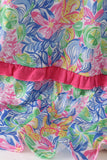 Tropical floral smocked tiered dress