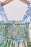 Green lemon smocked bow bloomer set