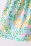 Green lemon smocked bow bloomer set