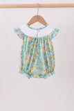 Green lemon smocked ruffle bubble