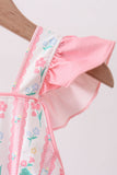 Blush floral print ruffle bow swimsuit