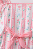 Blush floral print ruffle bow swimsuit