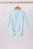 Blue stripe one-piece swimsuit